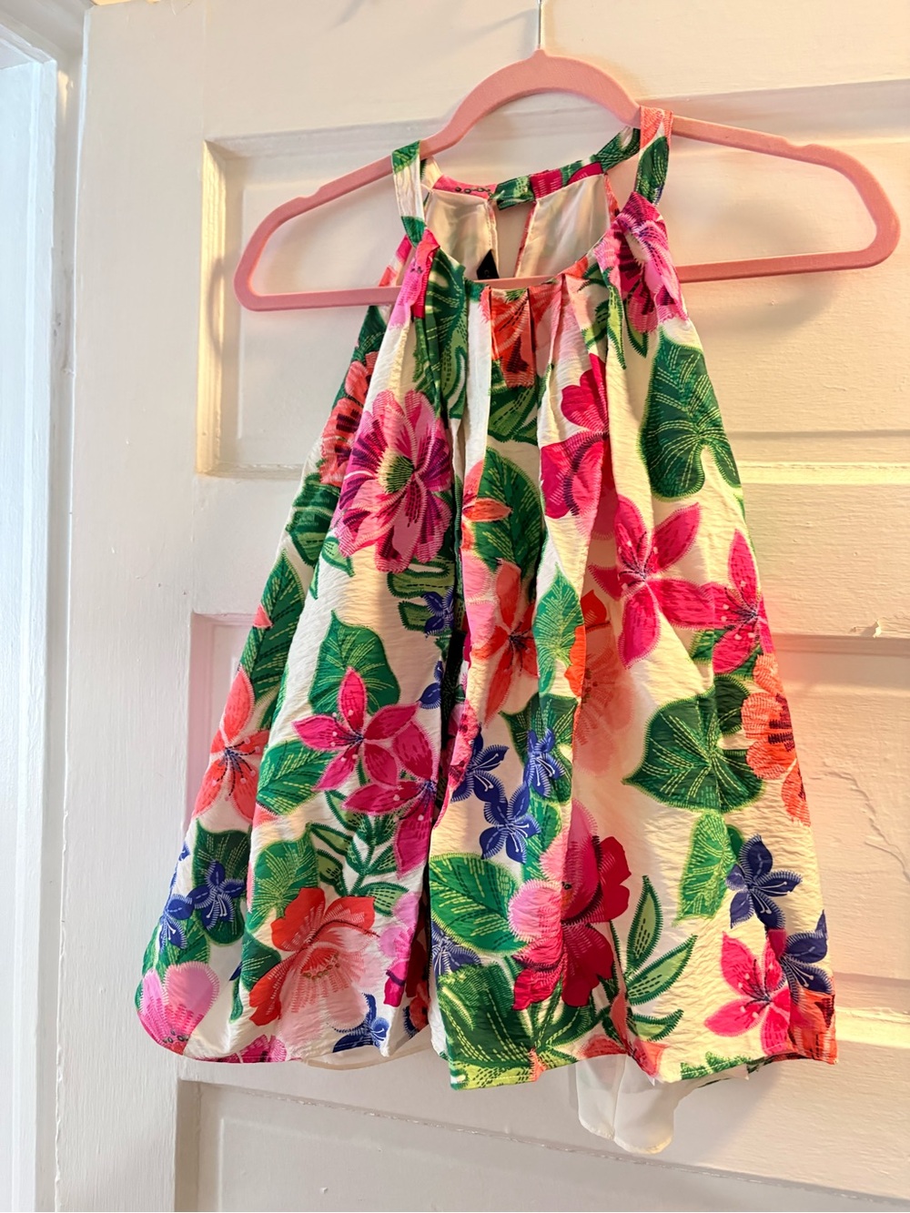 Girls' Floral Halter Dress - Pink & Green